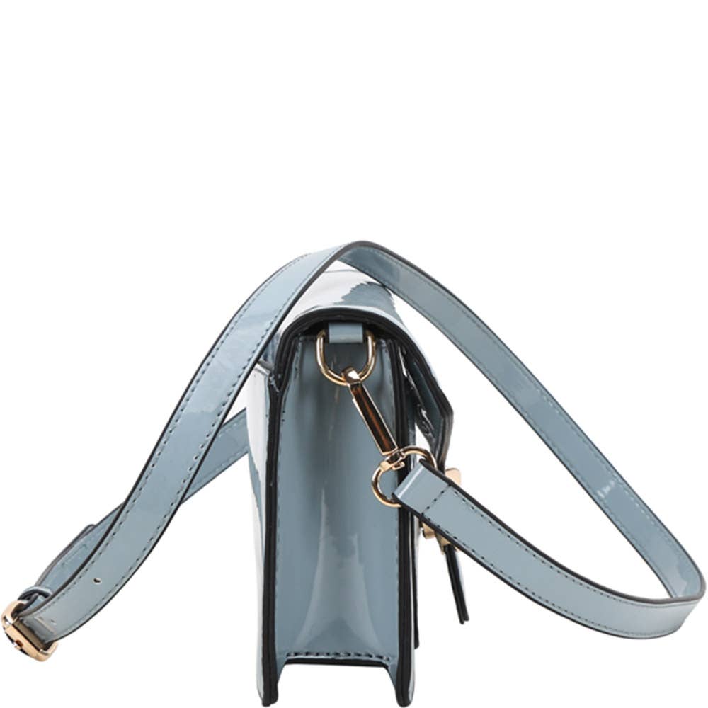 FAUX LEATHER MONOGRAM PATTERN BUCKLE CROSSBODY BA, QP 1365A