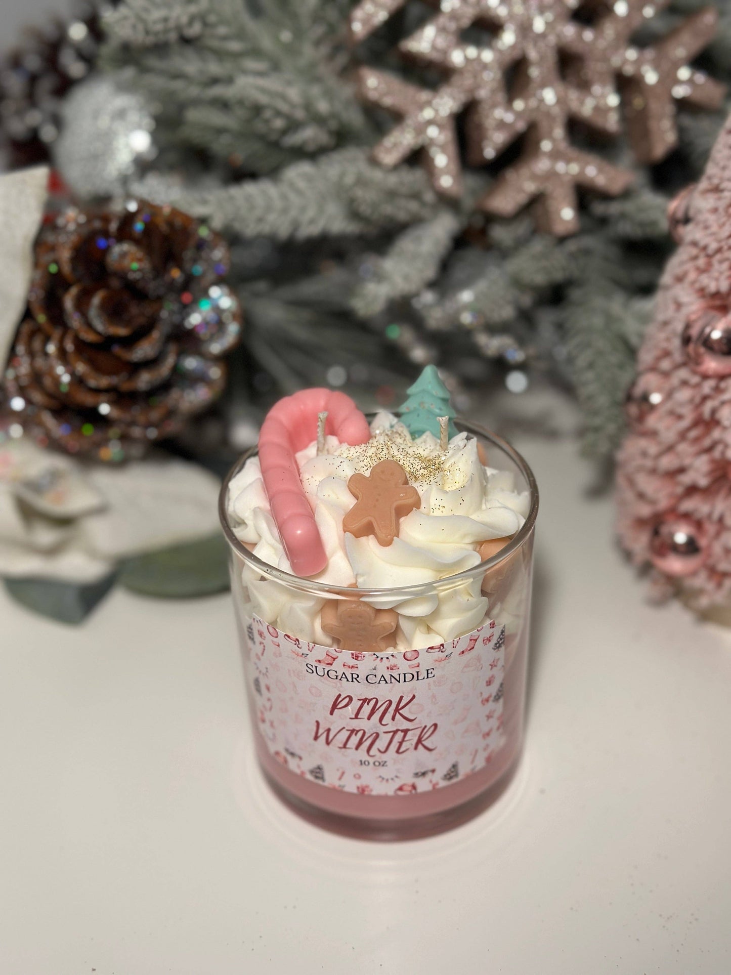 Pink Winter Candle – holiday gift & winter candle