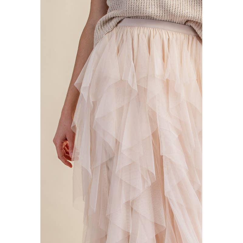 CASCADING TULLE MESH LAYERED MAX SKIRT