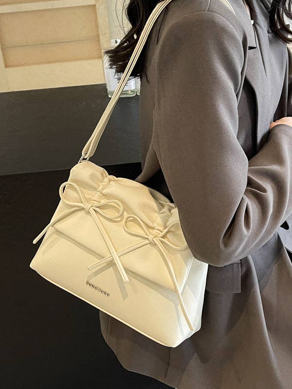 Bowknot Pleated Solid Color Crossbody Bags