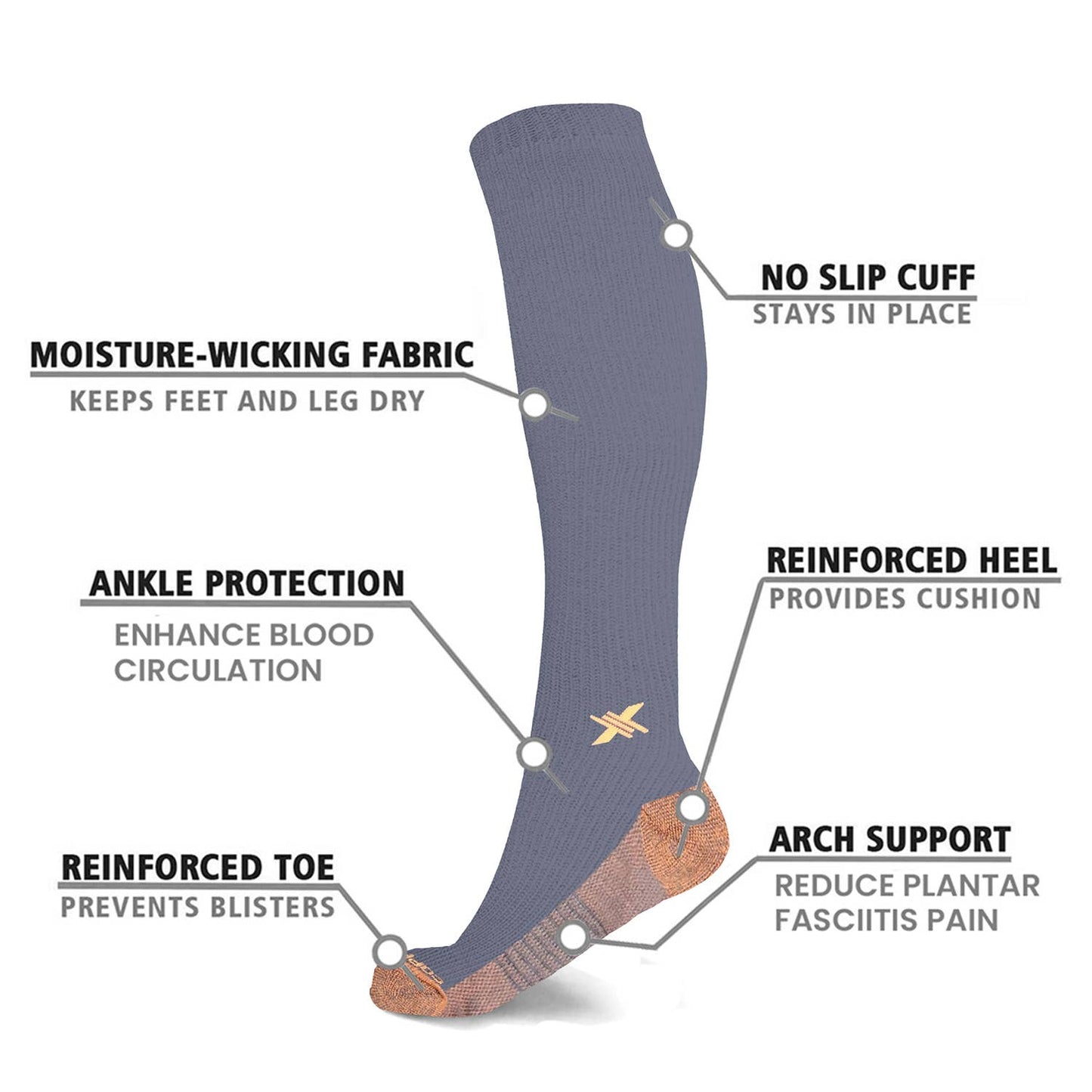 COPPER COMPRESSION SOCKS WITH FREE DISPLAY (24-PAIRS)