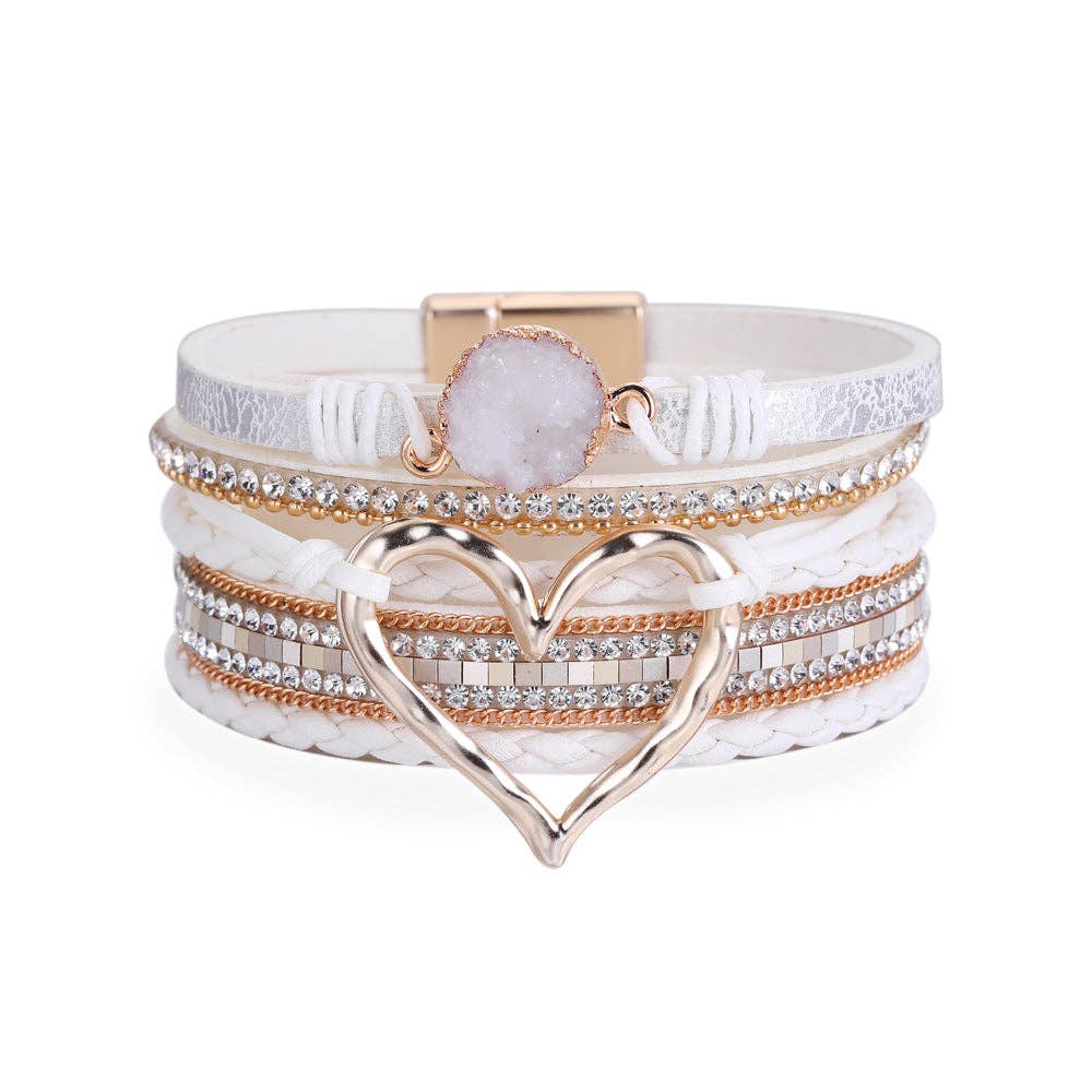 Rhinestone Bohemian Layered Love Bracelet DP25B588