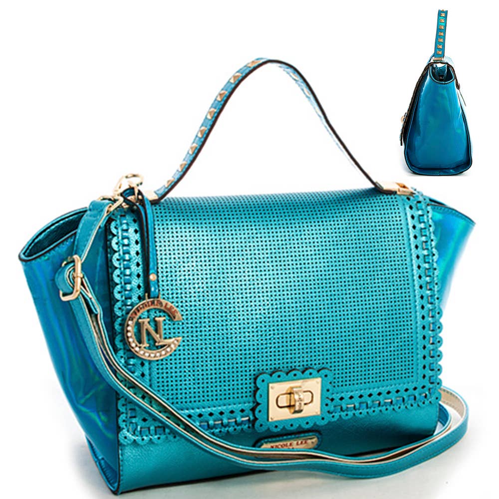 Nicole Lee STYLISH CUTE SATCHEL WITH LONG S, LSR 10456 BLUE