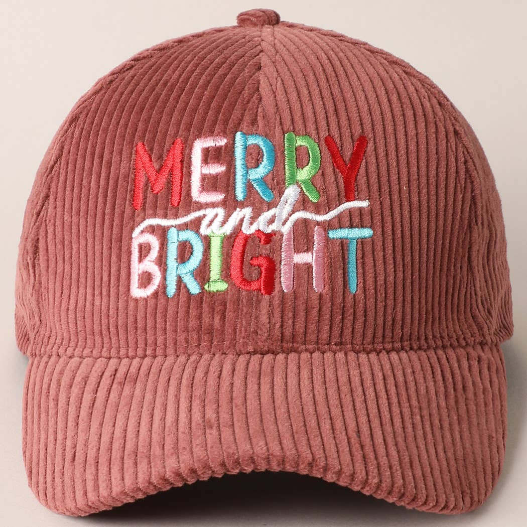 MERRY BRIGHT Embroidery Corduroy Cap