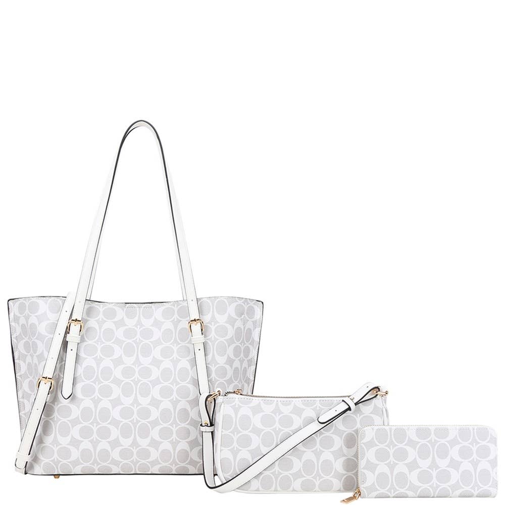Signature Print Three Piece Tote Bag Set