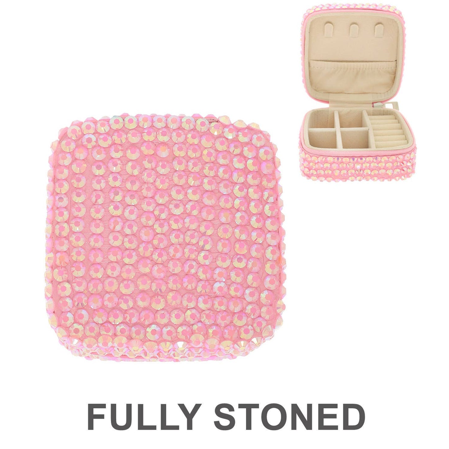 Crystal Rhinestone Embellished Travel Jewelry Box