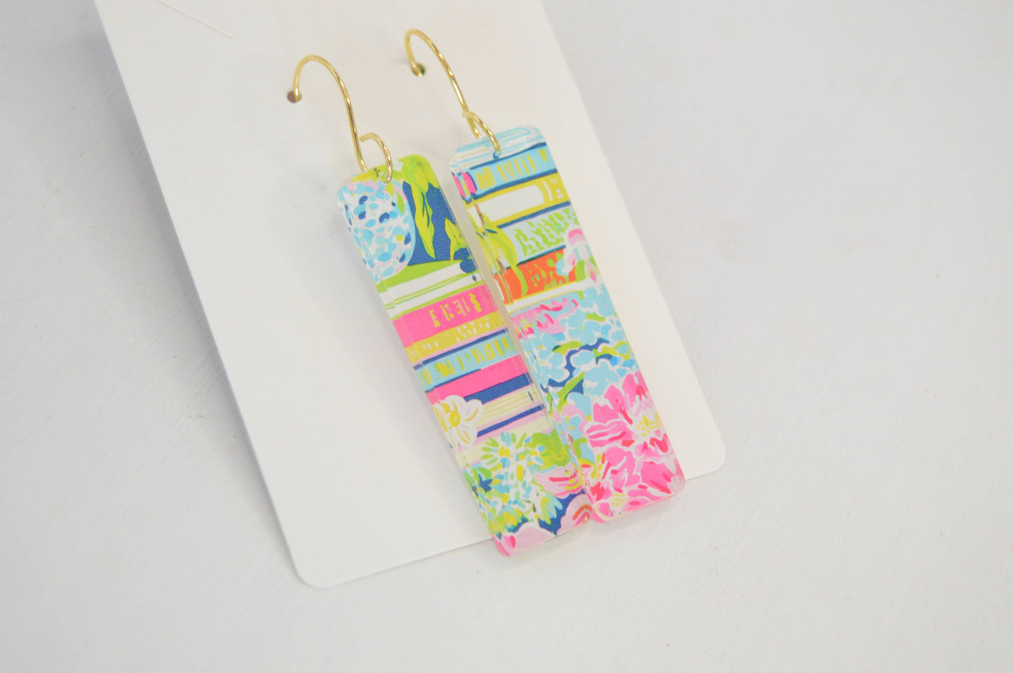 Preppy Book Earrings, Floral, Flowers, Acrylic Earrings