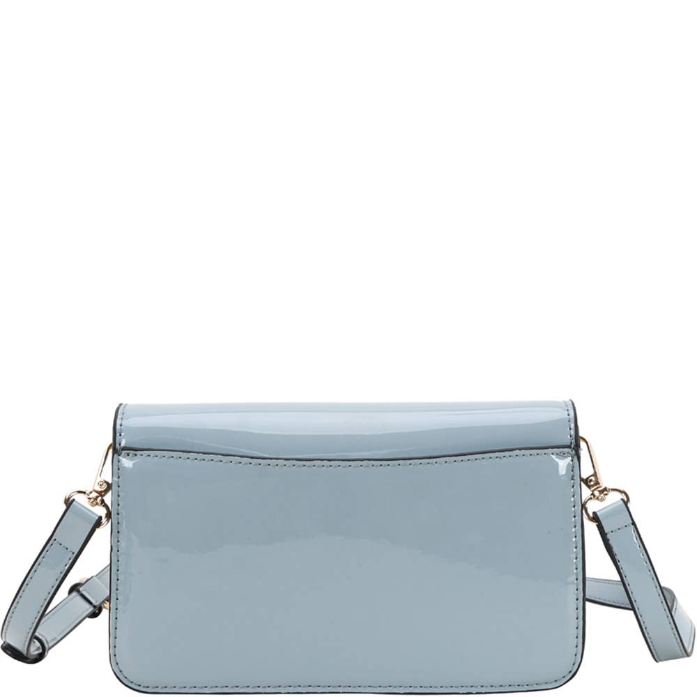 FAUX LEATHER MONOGRAM PATTERN BUCKLE CROSSBODY BA, QP 1365A