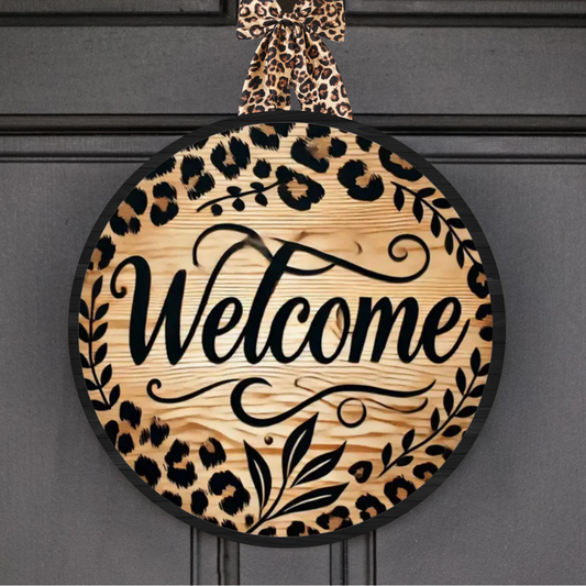 Leopard Welcome  Door Wreath & Wall Decor      