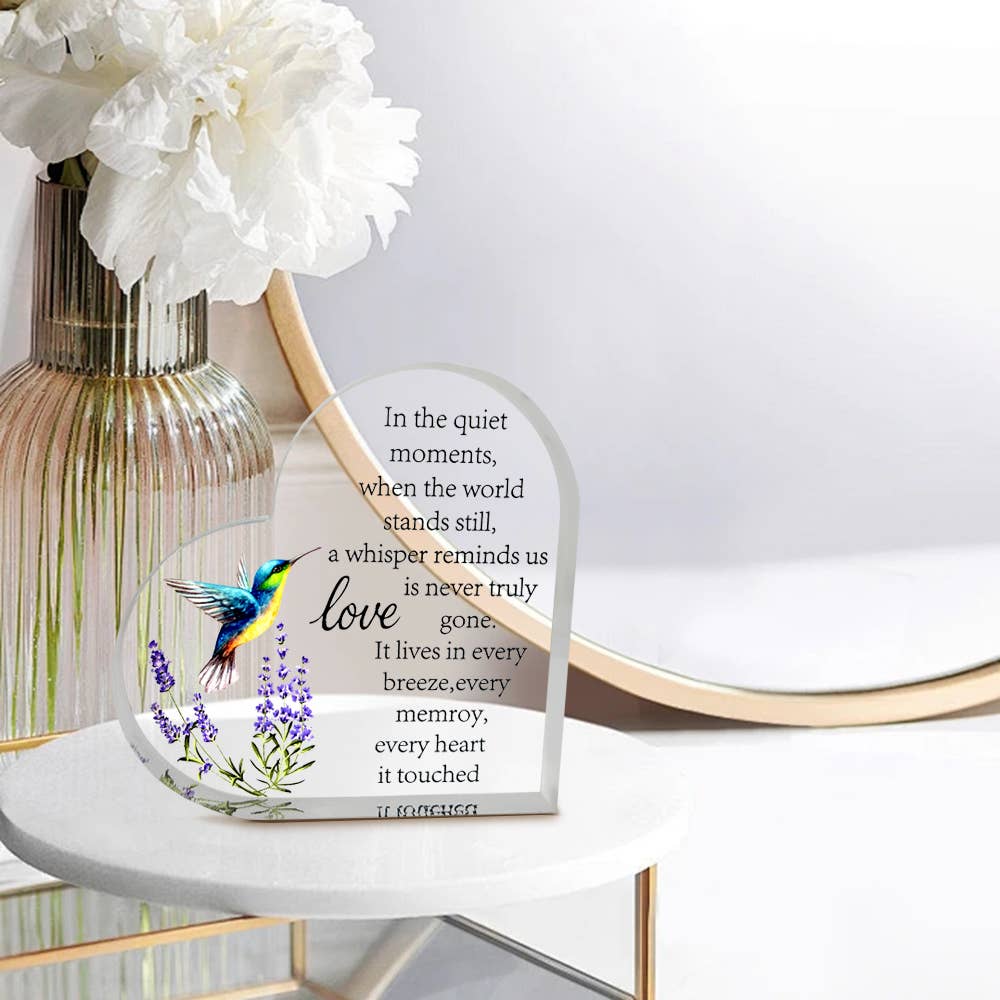 Acrylic Memorial Heart - Humming Bird