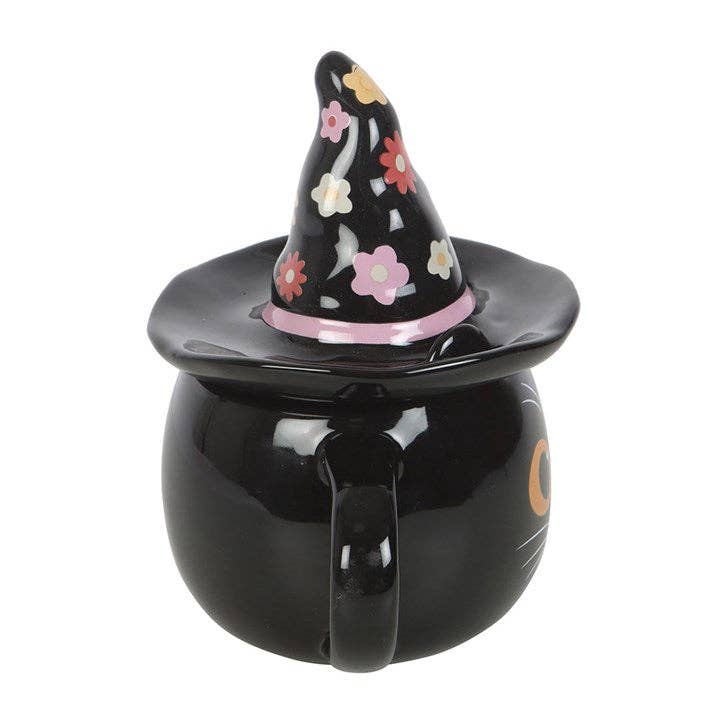 Groovy Witch Cat Lidded Halloween Mug