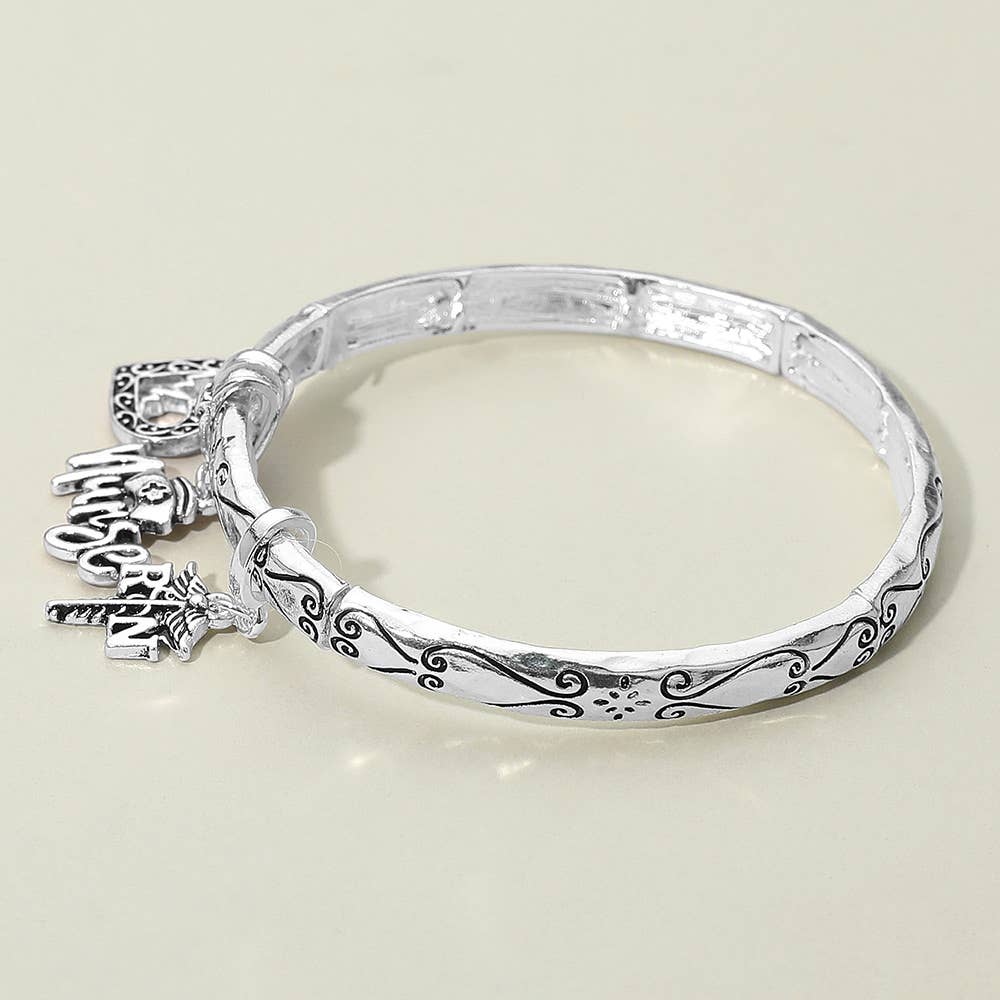 Nurse Message Heart Charm Stretch Bracelet