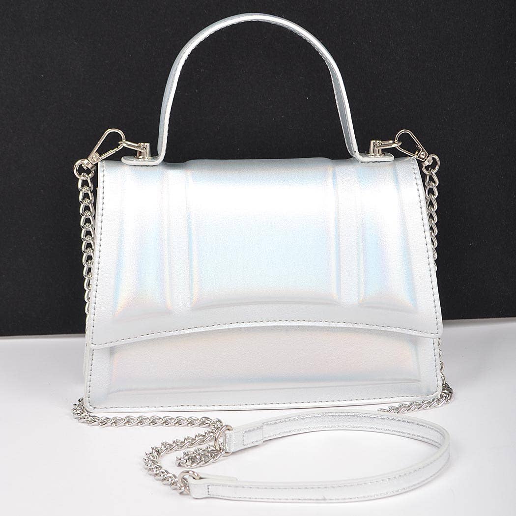Metallic Top Handle Crossbody Bag