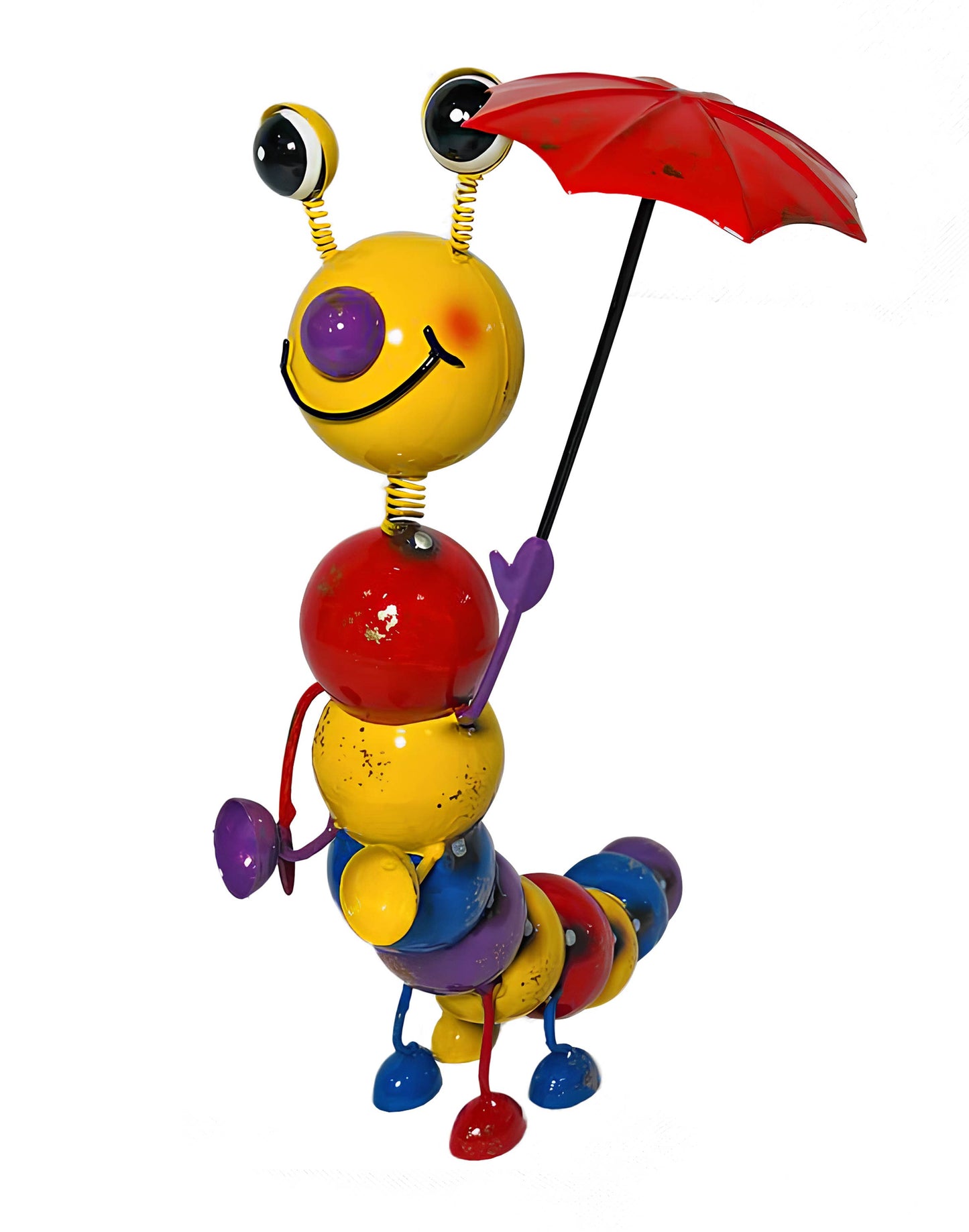 Colorful Enameled Metal MIni Caterpillar Statue