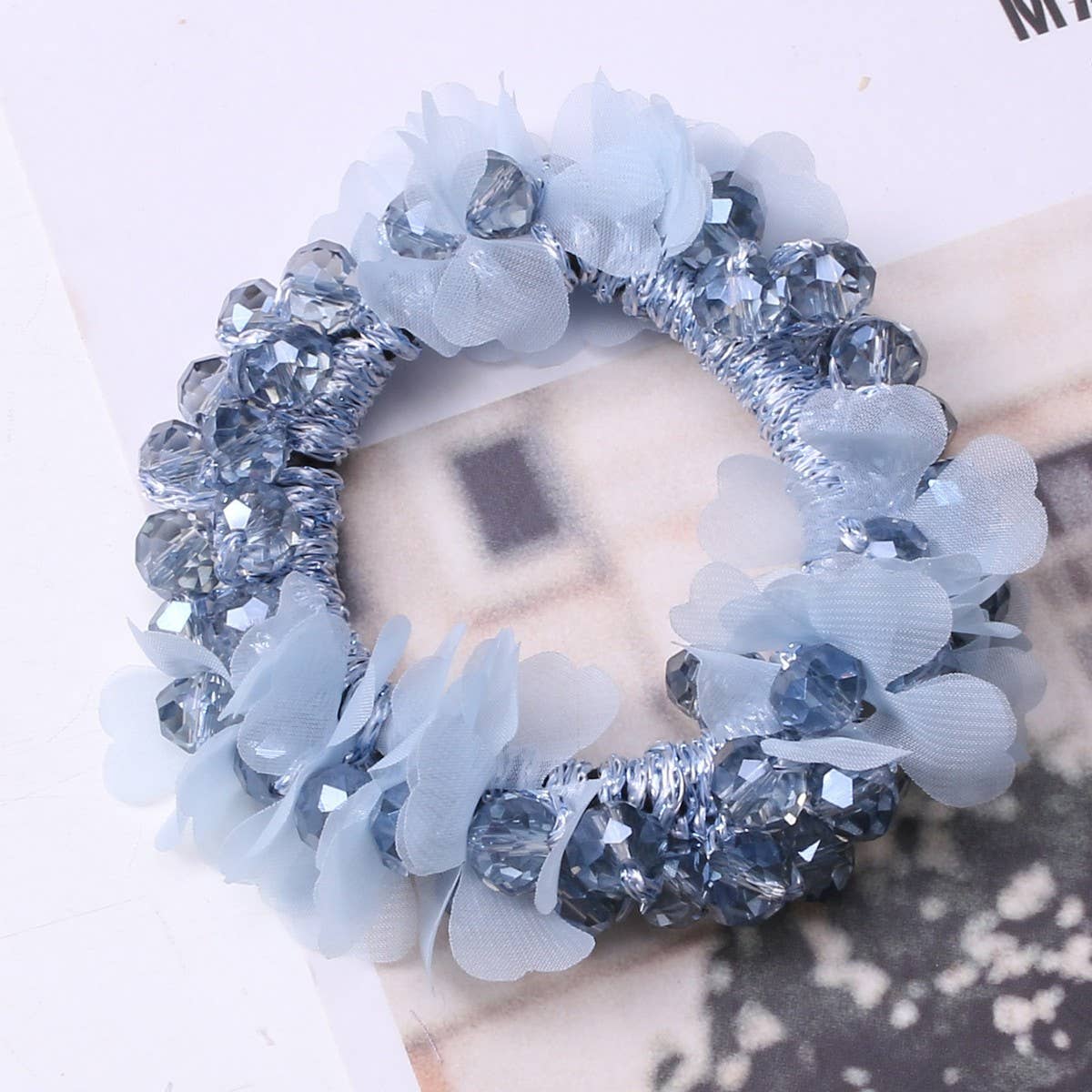 Cute Crystal Heart Organza Elastic Hair Tie_CWAHA6862