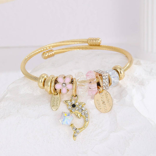 Gold Stainless Steel Dolphin Tail Bracelet_CWMM8490