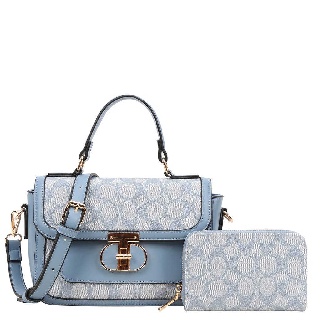 2IN1 OVAL PATTERN HANDLE SATCHEL W WALLET SET, XFT 9095A