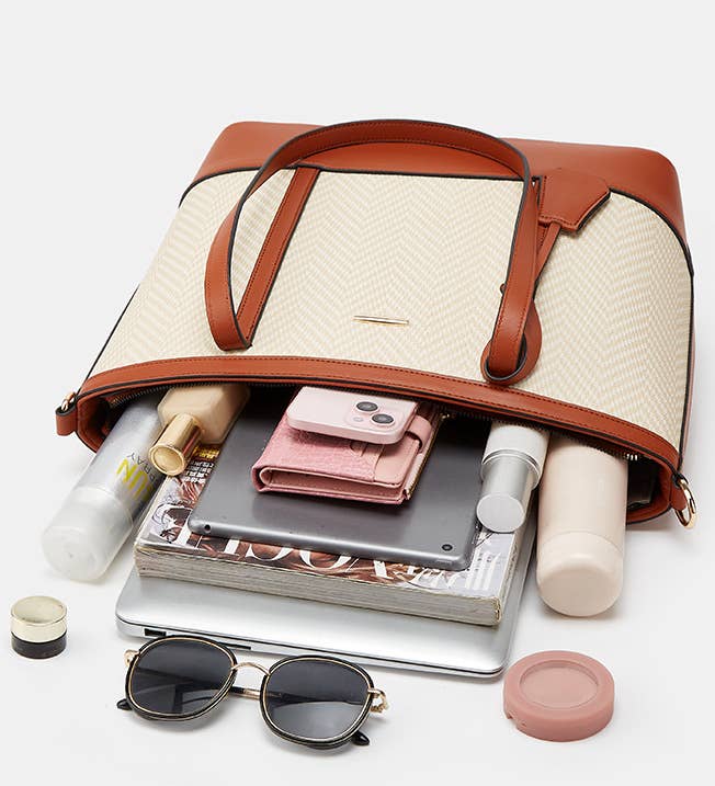 Textured Tote Bag 4-Piece Set