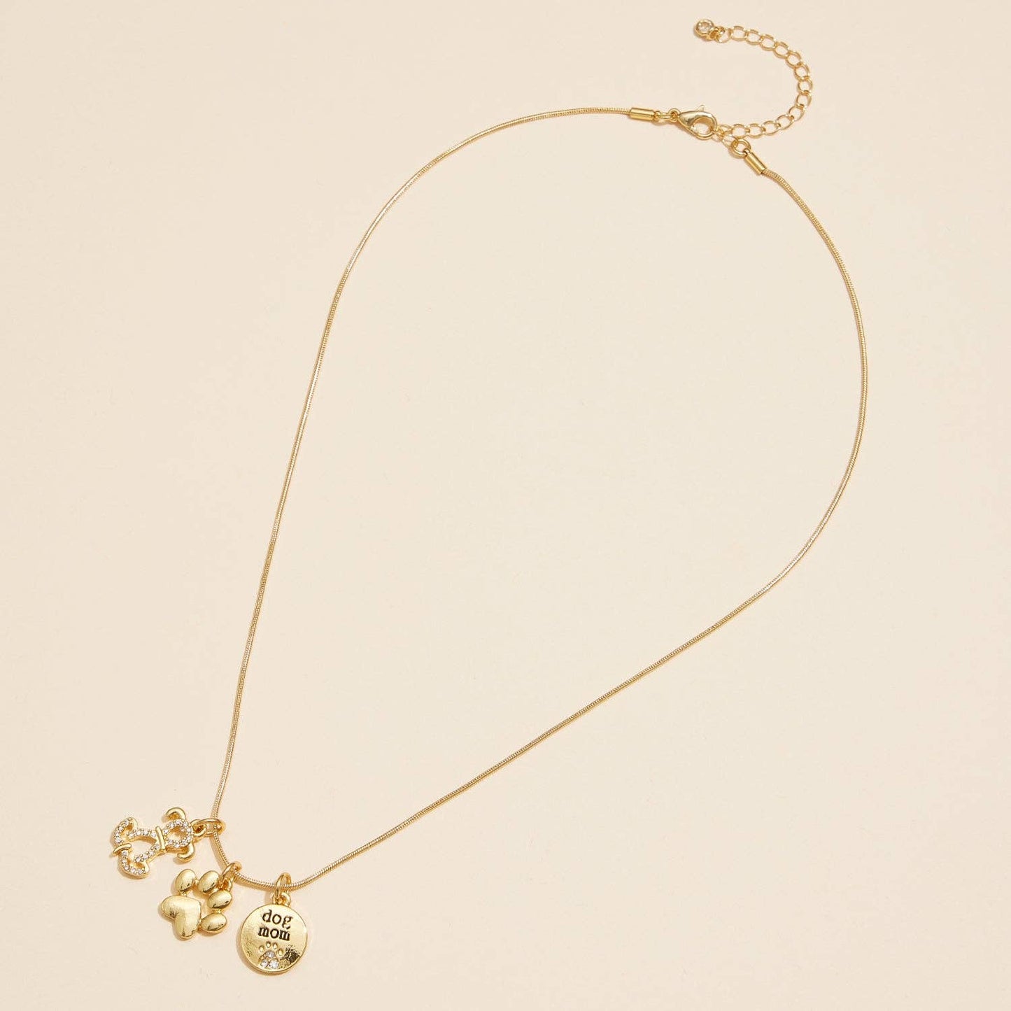 Dog Lover Charm Necklace – Gold Dipped Paw Pendant