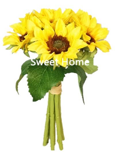 Silk Sunflower Bouquet, Fall Decorative Flowers, Yellow
