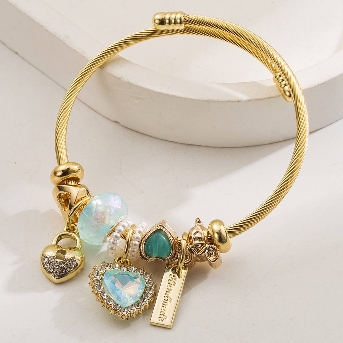 Minimalist Crystal Heart Beaded Couple Bracelet_CWMM8611
