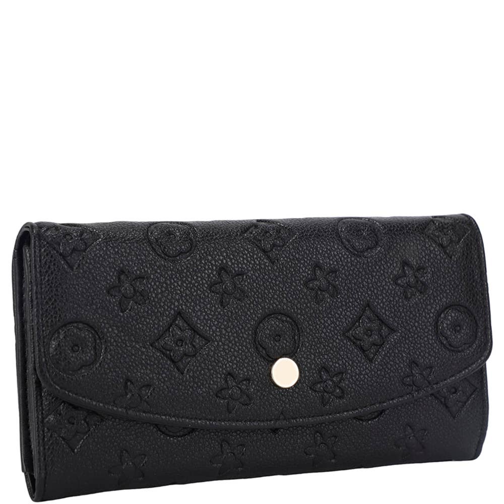 TW0236 Textured Design Button Flap Wallet
