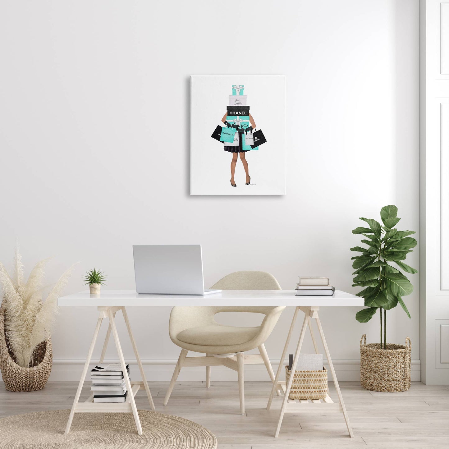 Fashionista Woman Shopping Chic Glam Bags Canvas