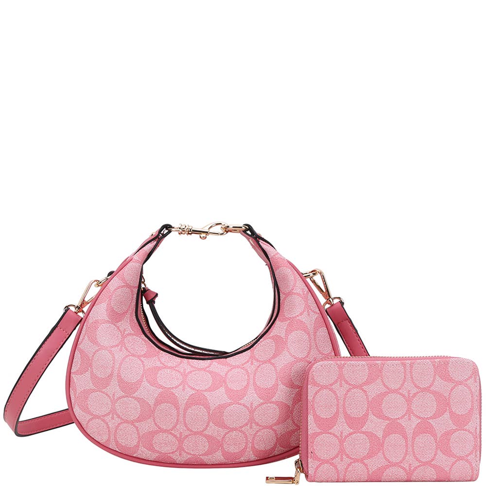 2IN1 OVAL PRINT SATCHEL W WALLET SET, XFT 1224A