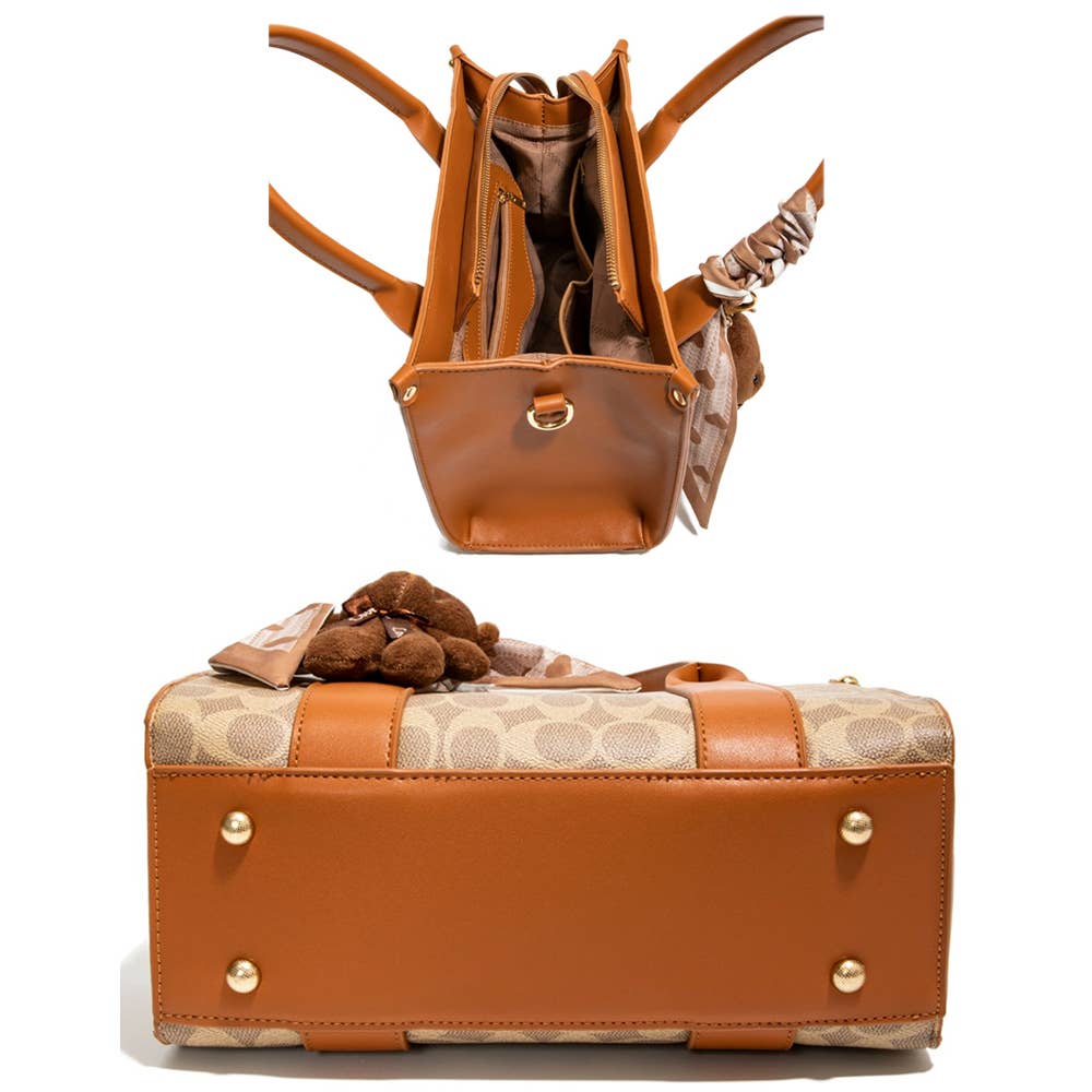 2IN1 OVAL PRINT SATCHEL W WALLET, CC 25525 T2