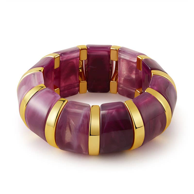 B25170 Bold Tiled Polyresin Stretch Bangle Bracelet