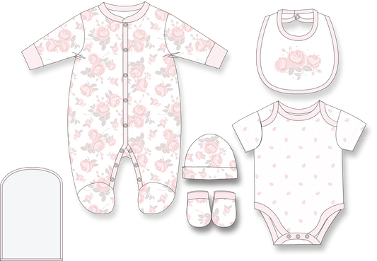 Girls 5 Piece Multipack Set-Soft Coral  Floral