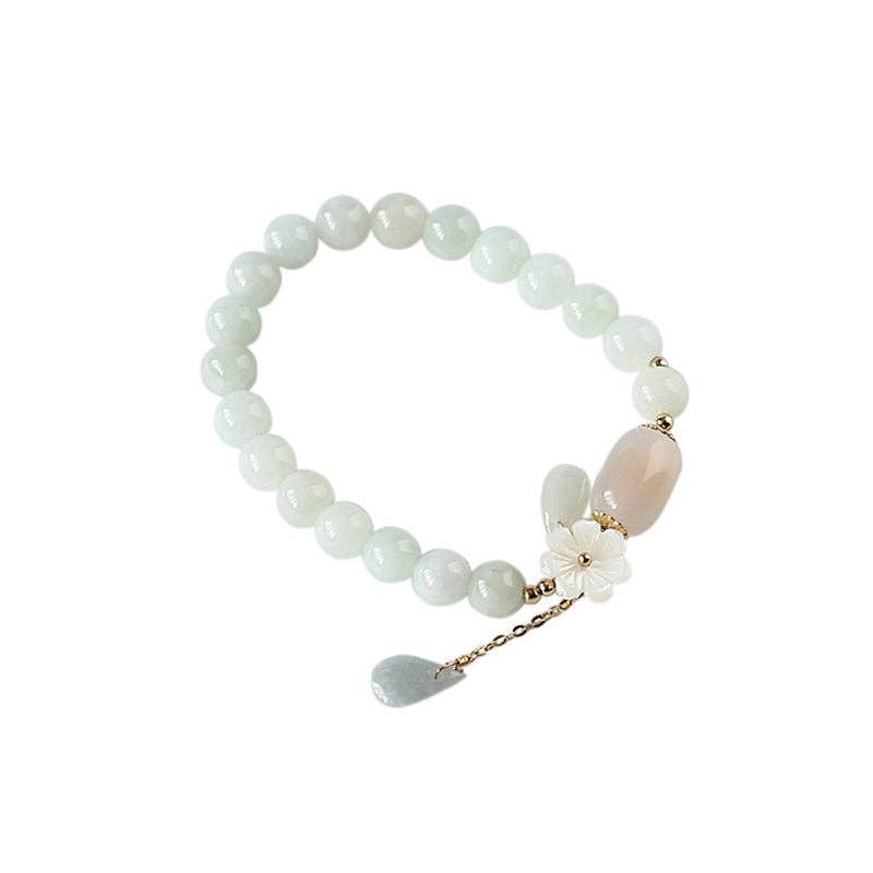 National Jade Beads&Flower Handmade Bracelet