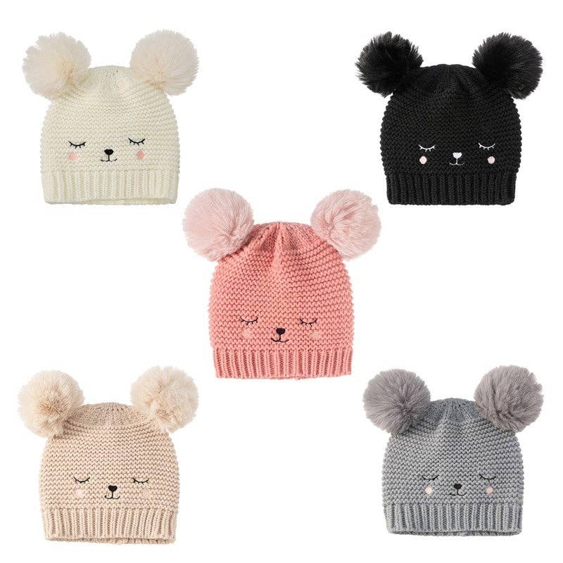 Kids Cute Smile Face Warm Knitted Beanie Hat