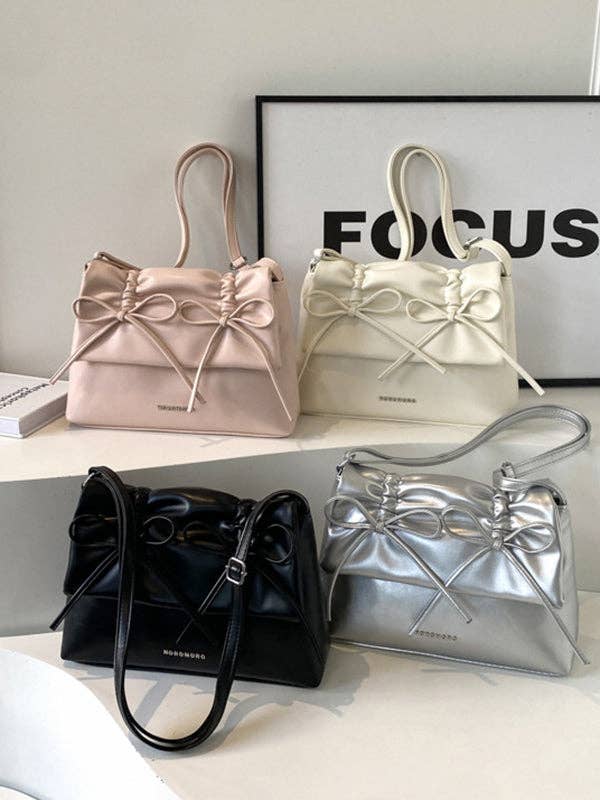 Bowknot Pleated Solid Color Crossbody Bags