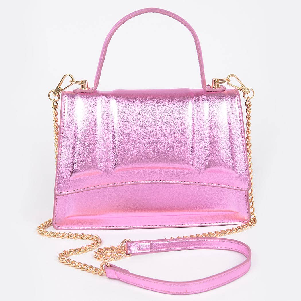 Metallic Top Handle Crossbody Bag