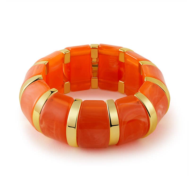B25170 Bold Tiled Polyresin Stretch Bangle Bracelet