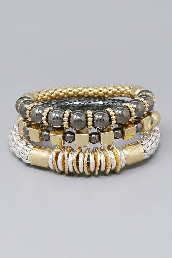 Stacked Mixed-Bead Stretch Bracelet Set