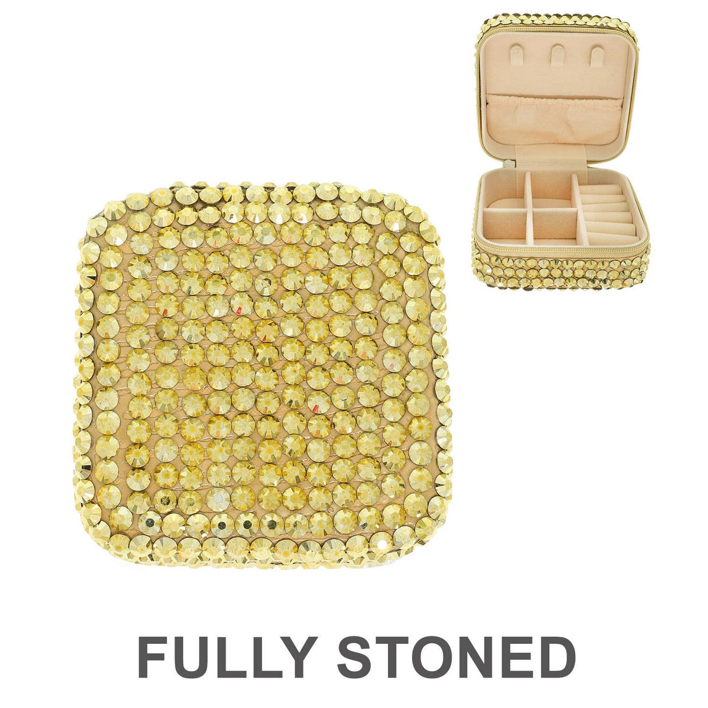 Crystal Rhinestone Embellished Travel Jewelry Box