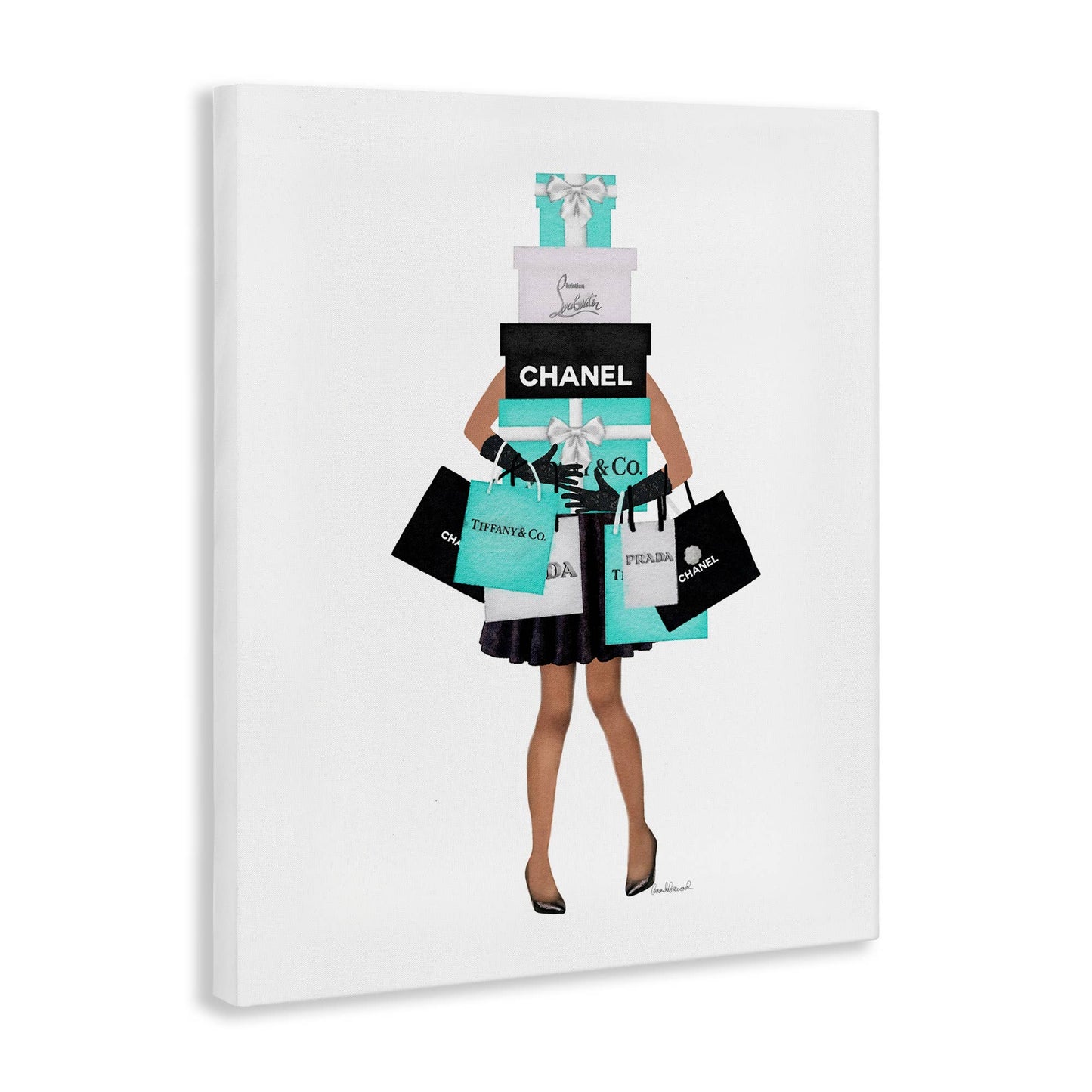 Fashionista Woman Shopping Chic Glam Bags Canvas