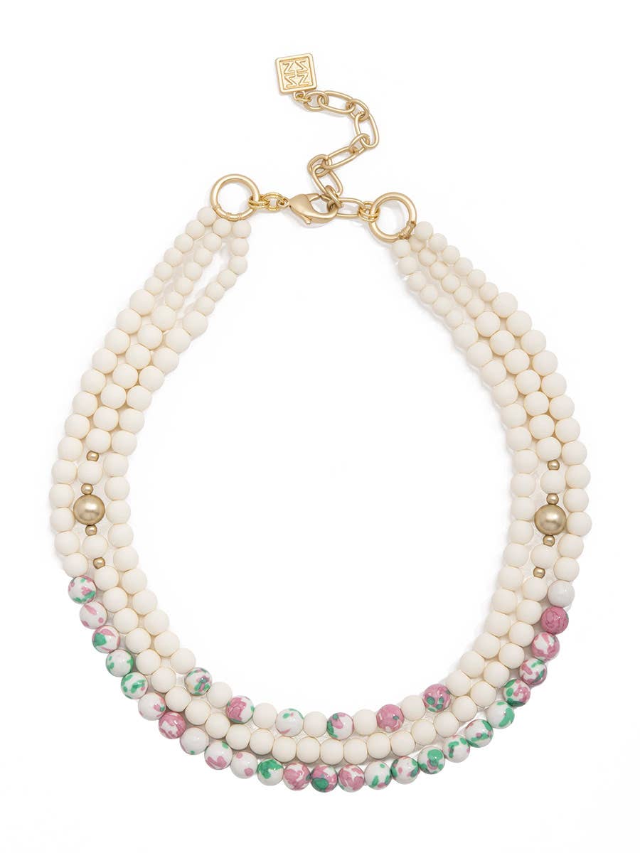 Porcelain & Resin Beaded Layered Necklace