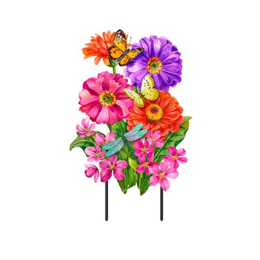 Zinnias in Bloom Metal Art