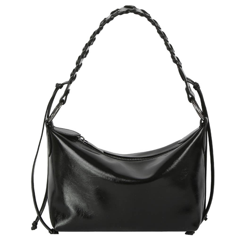 Braided Handle Glossy Shoulder Bag JY-0575