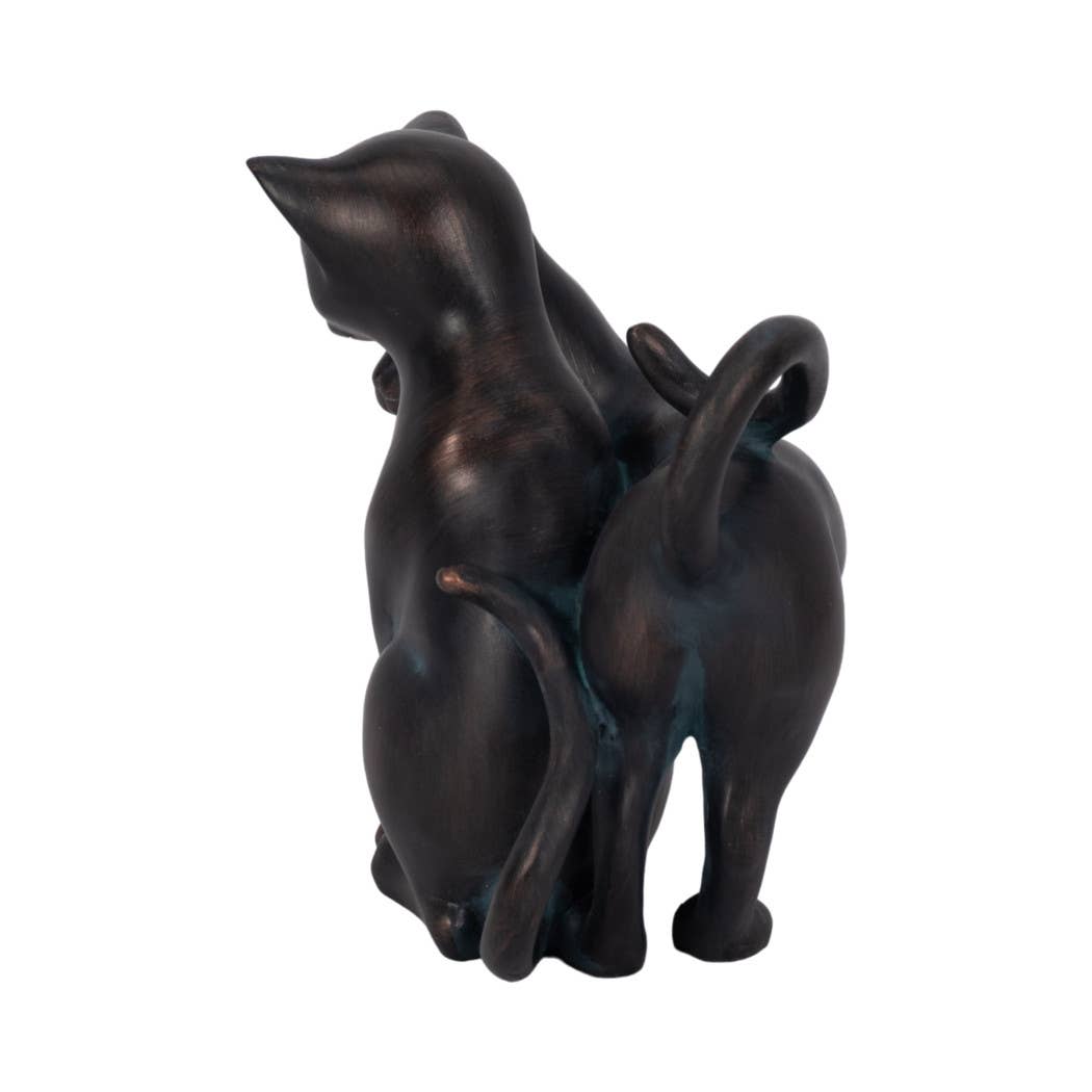 Resin Artistic Whimsical Cats Garden Statue - Bronze, 7 in.