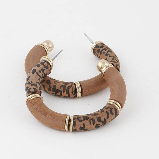 Leo Print Hoop Earrings