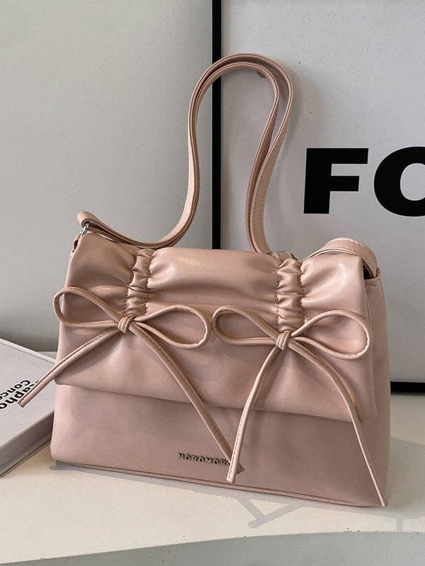 Bowknot Pleated Solid Color Crossbody Bags