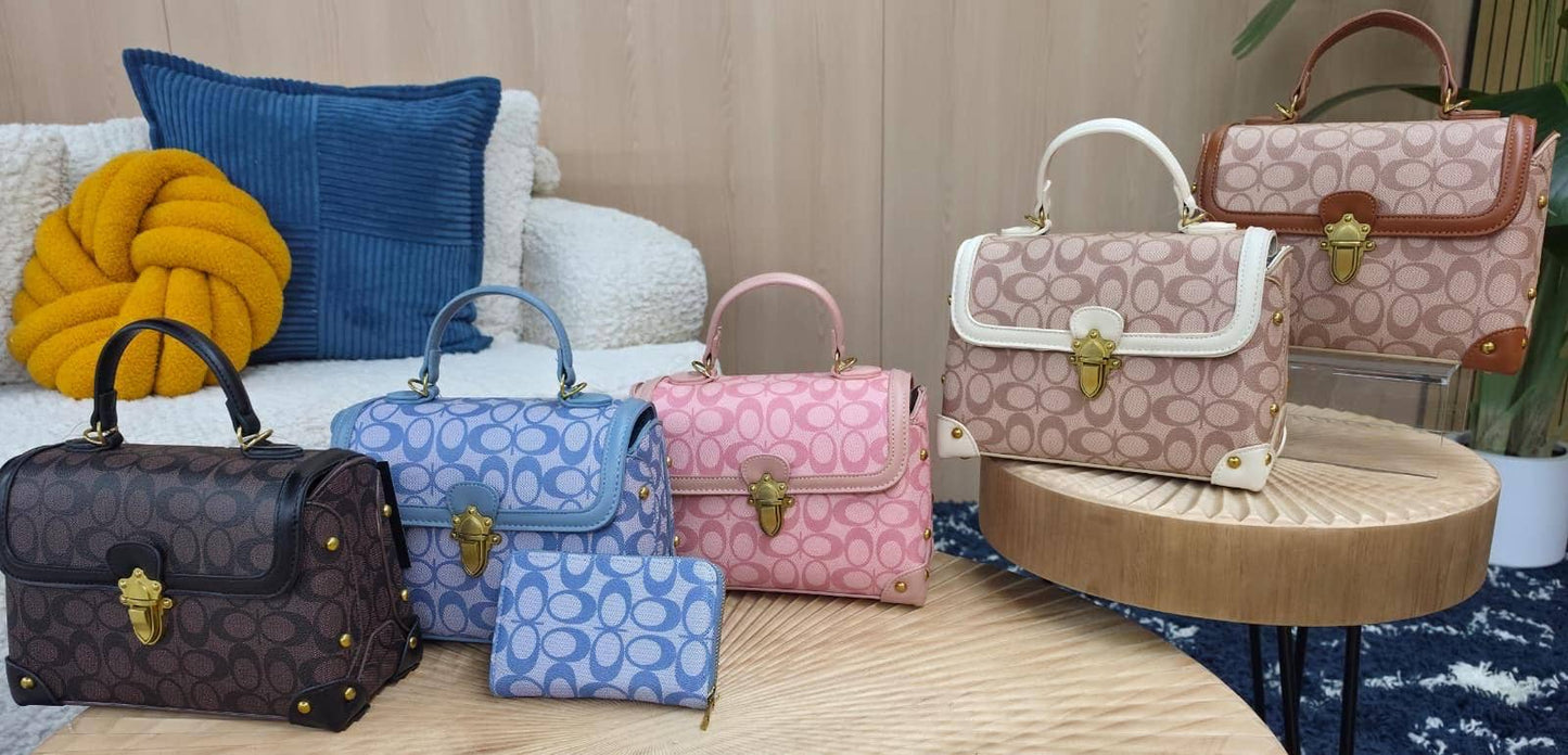 Designer-Inspired Monogram Satchel & Wallet Set