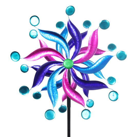 Pink and Blue Double Pinwheel Spinner Stake
