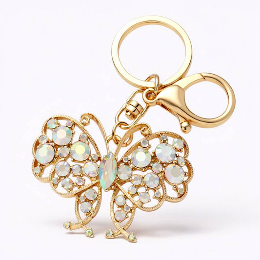 Marquise Round Crystal Butterfly Keychain