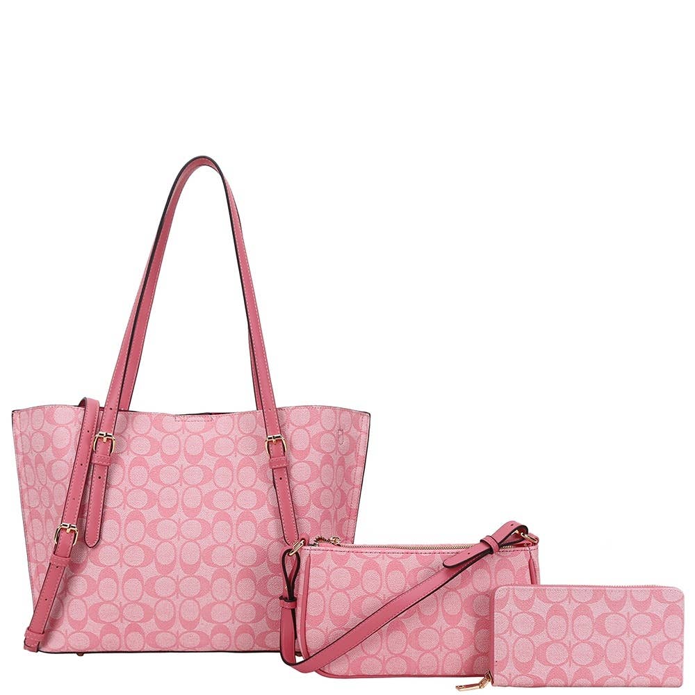 Signature Print Three Piece Tote Bag Set