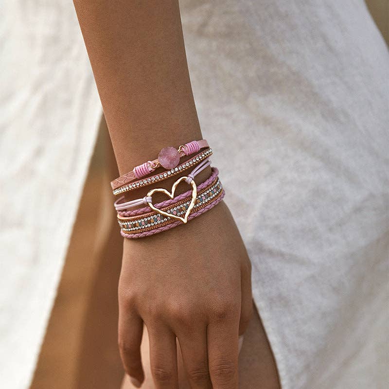Rhinestone Bohemian Layered Love Bracelet DP25B588